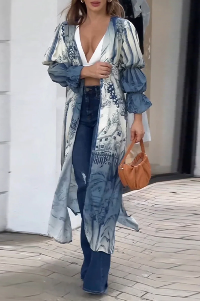 Brianna | Casual tops with a floral slit and cardigan collar - Image 3