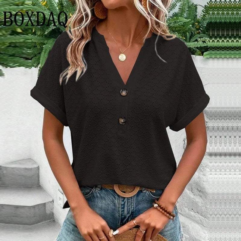 Brie® | Women'S Blouse With V-Neck And Buttons - Image 2