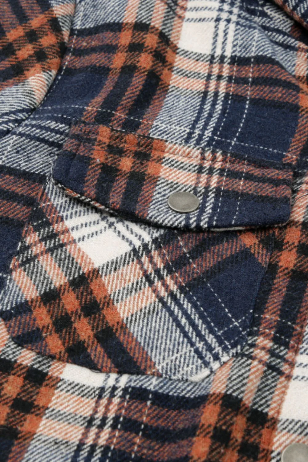 Brigida | Checked button down long sleeve hooded jacket - Image 12