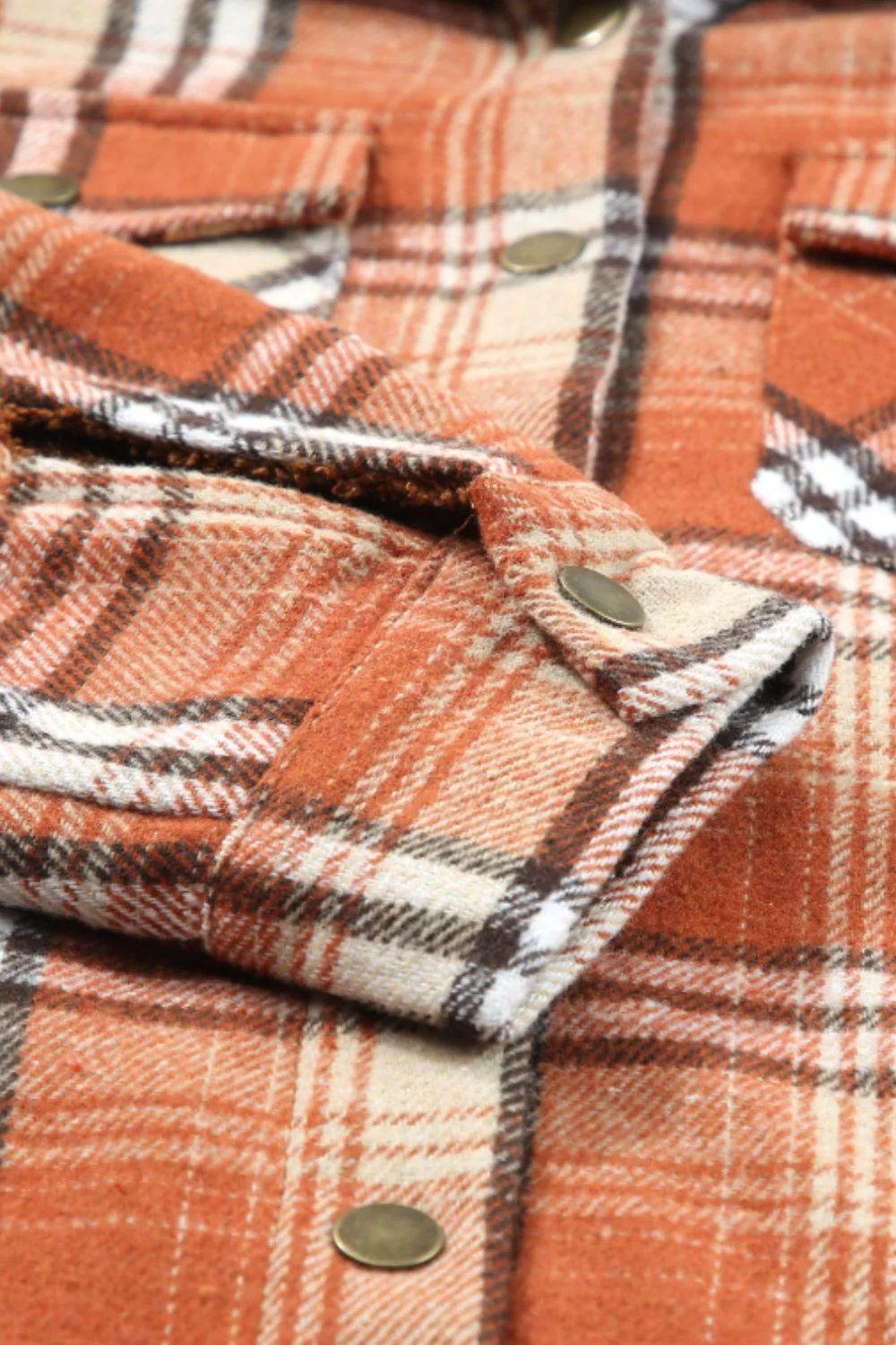 Brigida | Checked button down long sleeve hooded jacket - Image 5