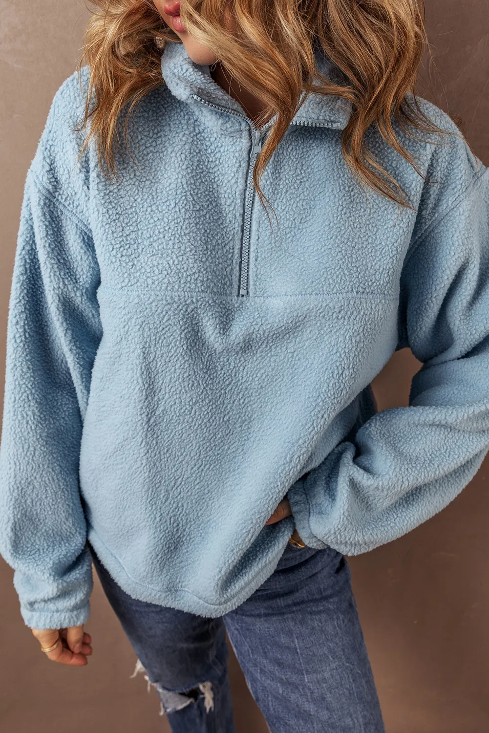 Brigitta | Long sleeve half zip sweatshirt