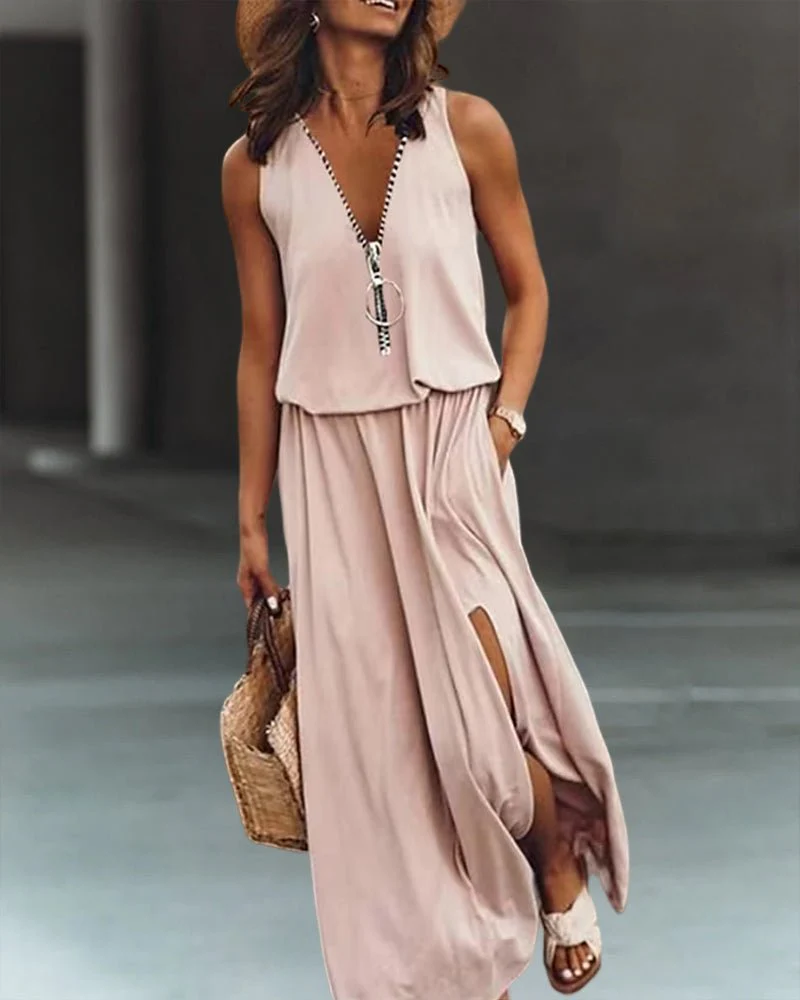 Brigitte® | Elegant, Bodycon Dress With Zipper And Slit - Image 7