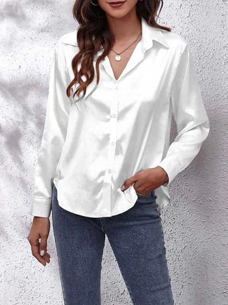 Brissia® | Women'S Satin Blouse, Loose Fit, Button Closure, Silk Sleeves - Image 4
