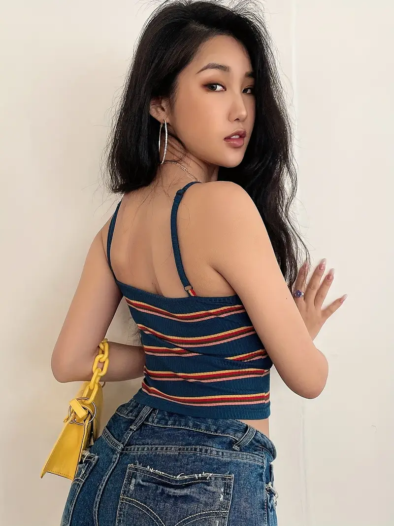 Brittany® | Striped Crop Top With Thin Straps - Image 3