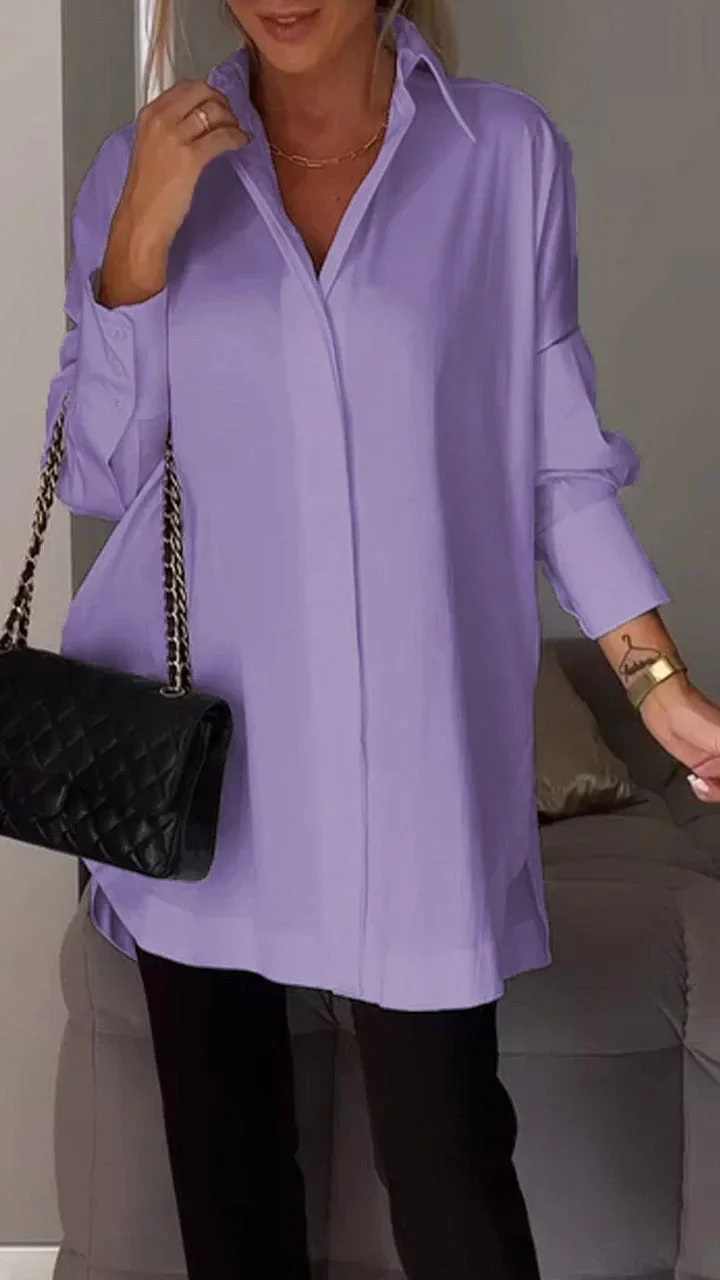 Brookleigh® | Elegant Oversized Shirt Blouse With Rolled Up Sleeves - Image 2