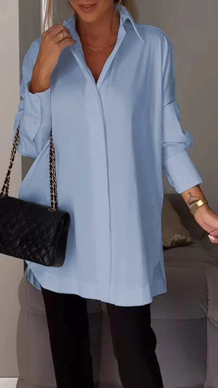 Brookleigh® | Elegant Oversized Shirt Blouse With Rolled Up Sleeves - Image 5
