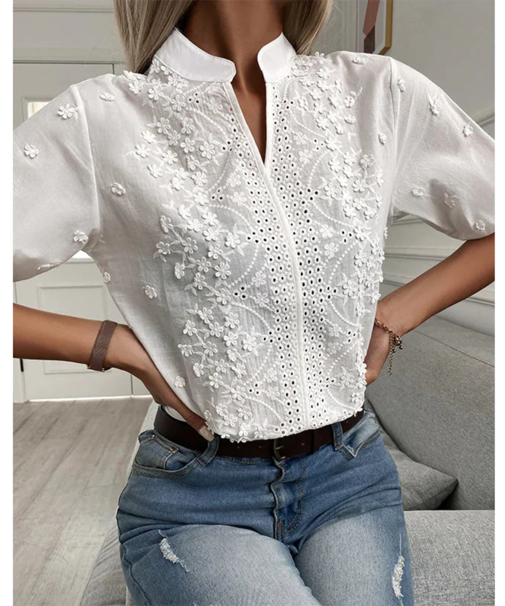 Brousseau® | Women'S White Short Sleeve Blouse Tops - Image 4