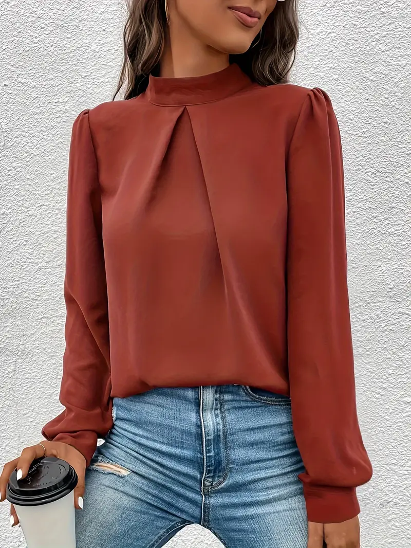Brownlee® | Simple, Elegant Blouse With A Turtleneck And Puff Sleeves - Image 2