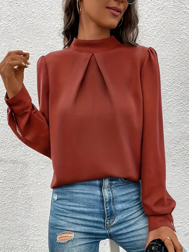 Brownlee® | Simple, Elegant Blouse With A Turtleneck And Puff Sleeves - Image 3