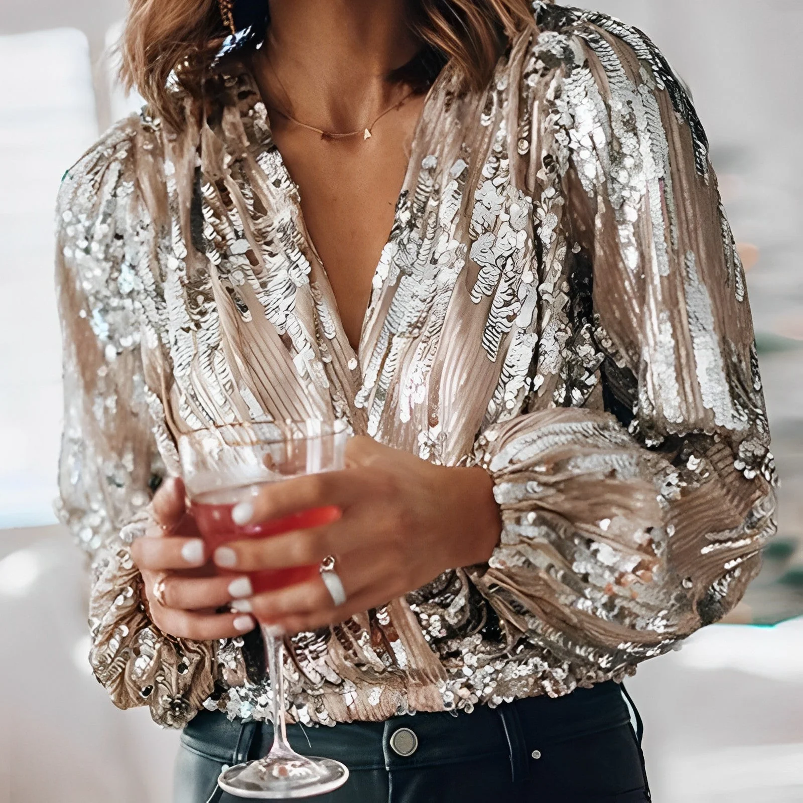 Brownleigh® | Modern Shiny Party Blouse - Image 2