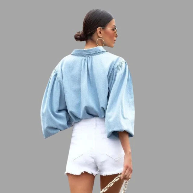 Browse® | Denim Blouse With A Relaxed Fit And Oversized Pockets - Image 4