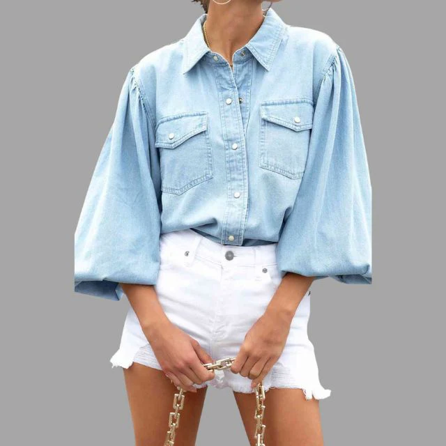 Browse® | Denim Blouse With A Relaxed Fit And Oversized Pockets - Image 6