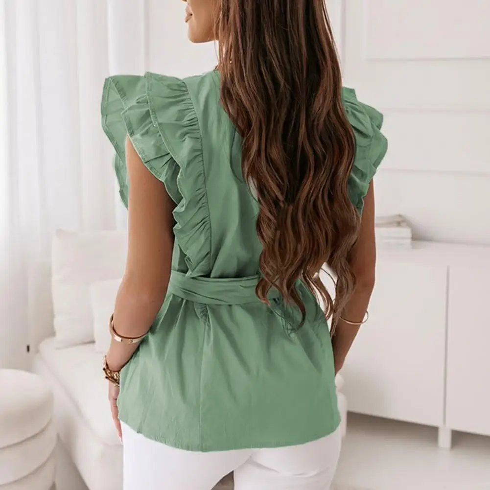 Browster® | Blouse With Ruffle Sleeves And Belt