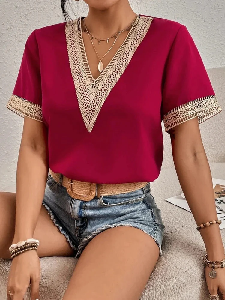 Bruckner® | V-Neck Lace Blouse - Image 7