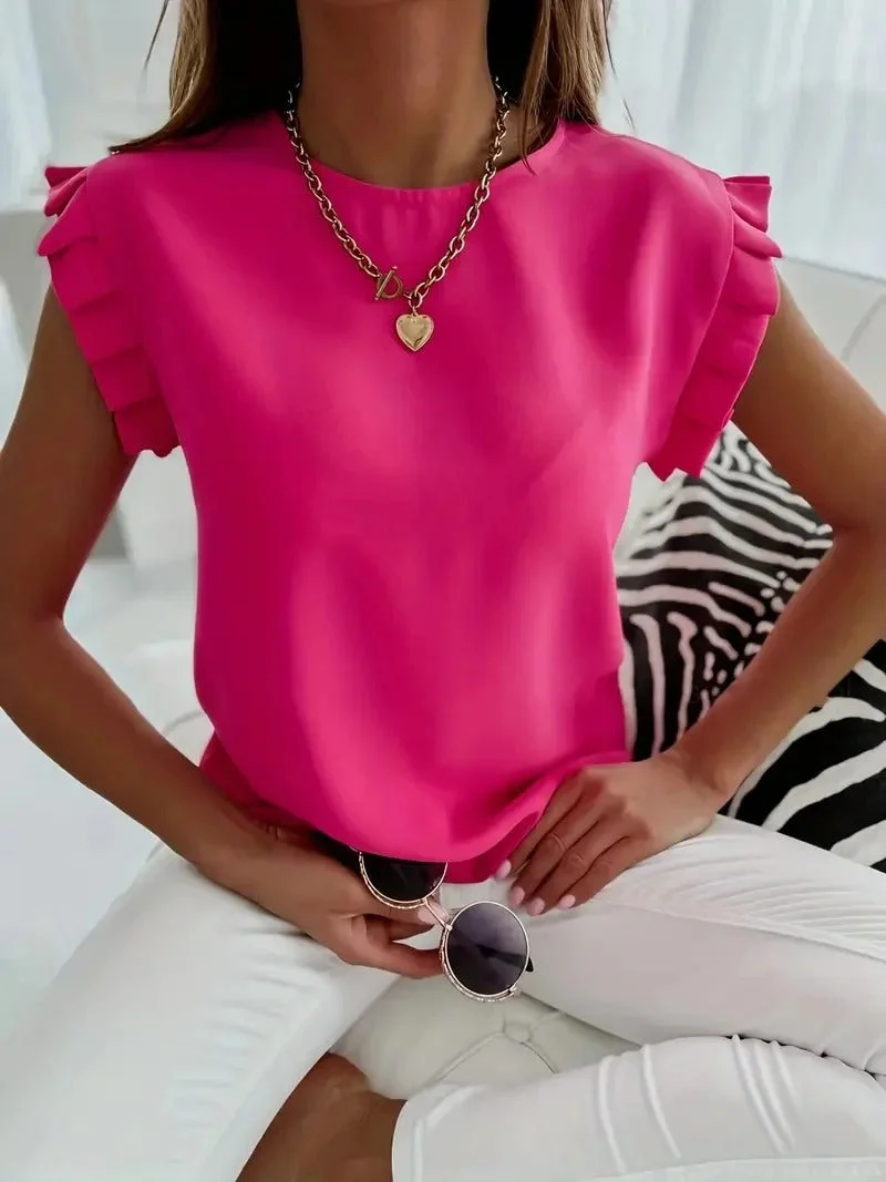 Brulson® | Elegant Sleeveless Blouse With Ruffles - Image 4