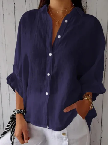 Brumfitt® | Blouse Made Of Cotton And Linen With A Button Placket - Image 4