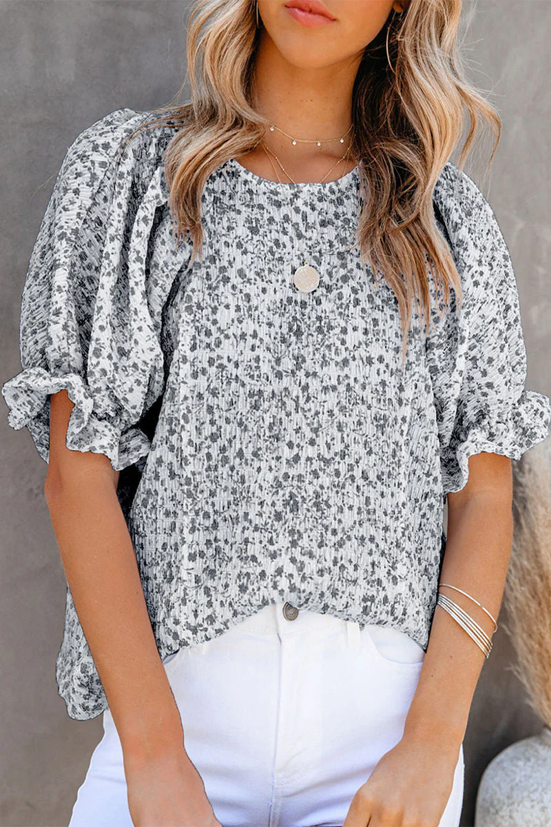 Brunella® | Elegant Floral Blouse With Puff Sleeves