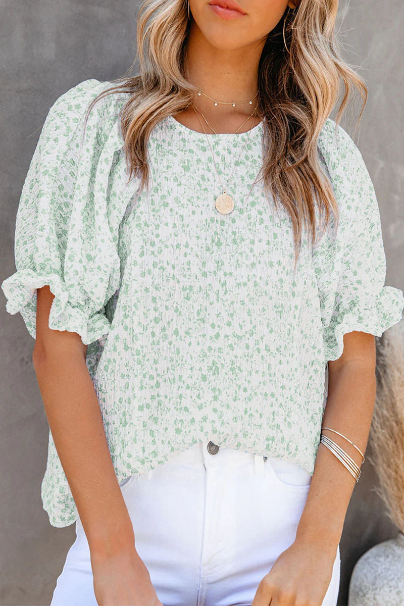 Brunella® | Elegant Floral Blouse With Puff Sleeves - Image 3