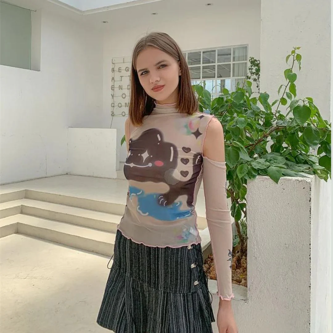 Bruss® | Transparent Long-Sleeved Shirt With Abstract Print - Image 2