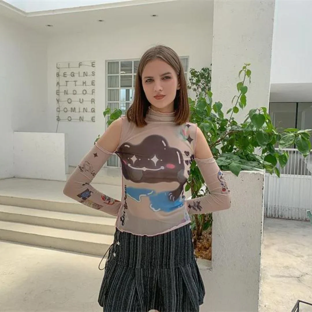Bruss® | Transparent Long-Sleeved Shirt With Abstract Print - Image 6