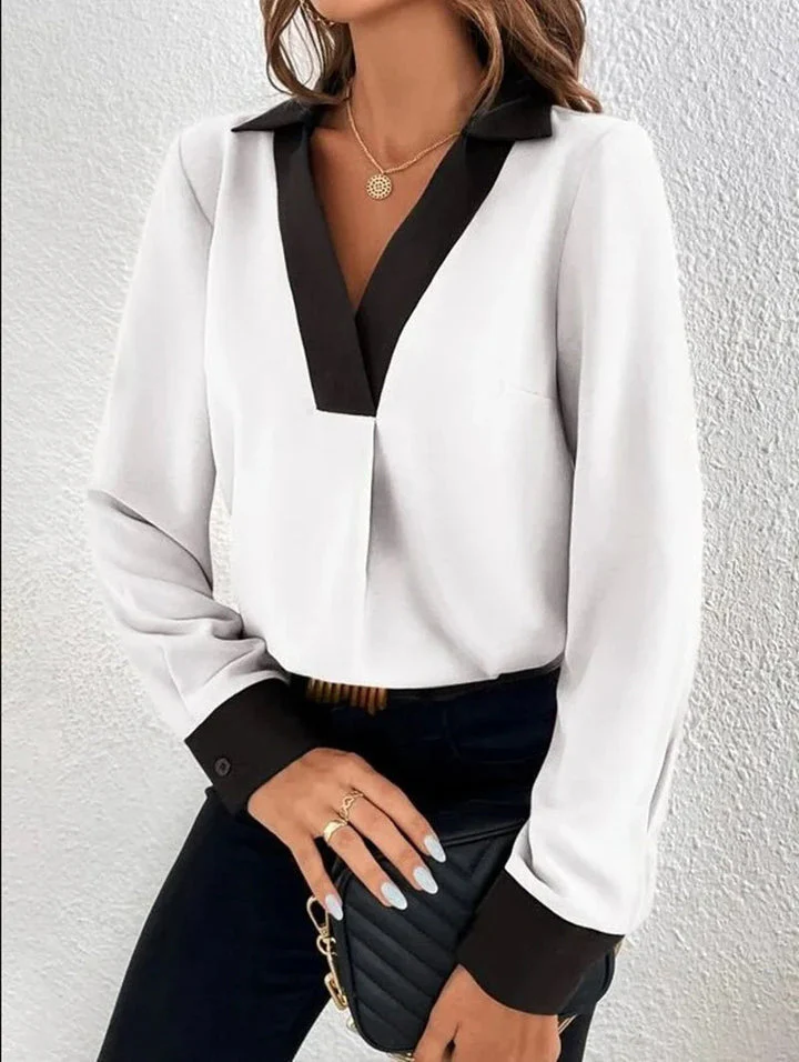 Bryann® | Chic Autumn V-Neck Long Sleeve Blouse For Women - Image 2