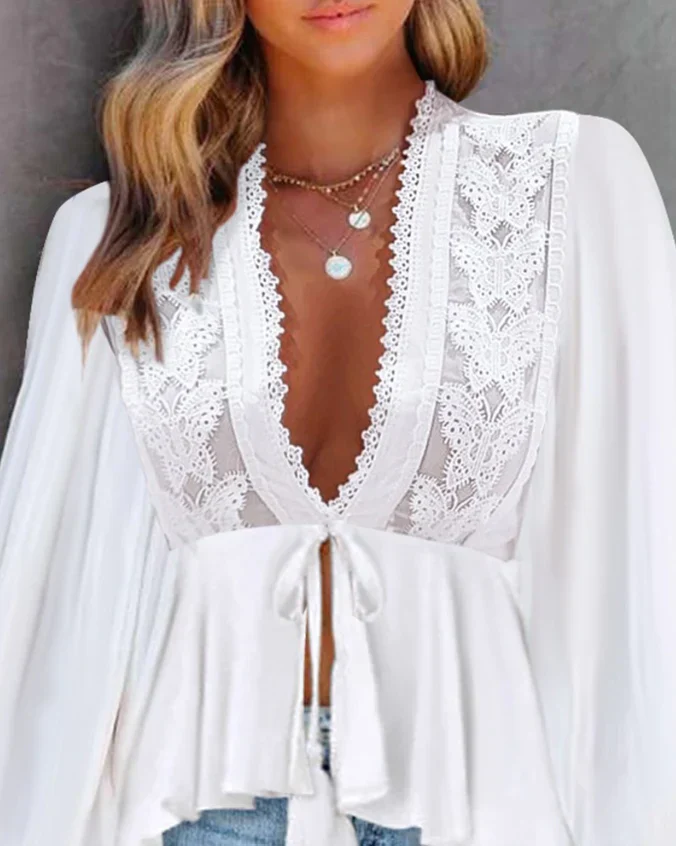 Bryanna® | Women'S Puff Sleeve Lace Top - Image 2