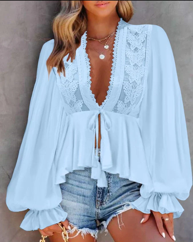 Bryanna® | Women'S Puff Sleeve Lace Top - Image 4