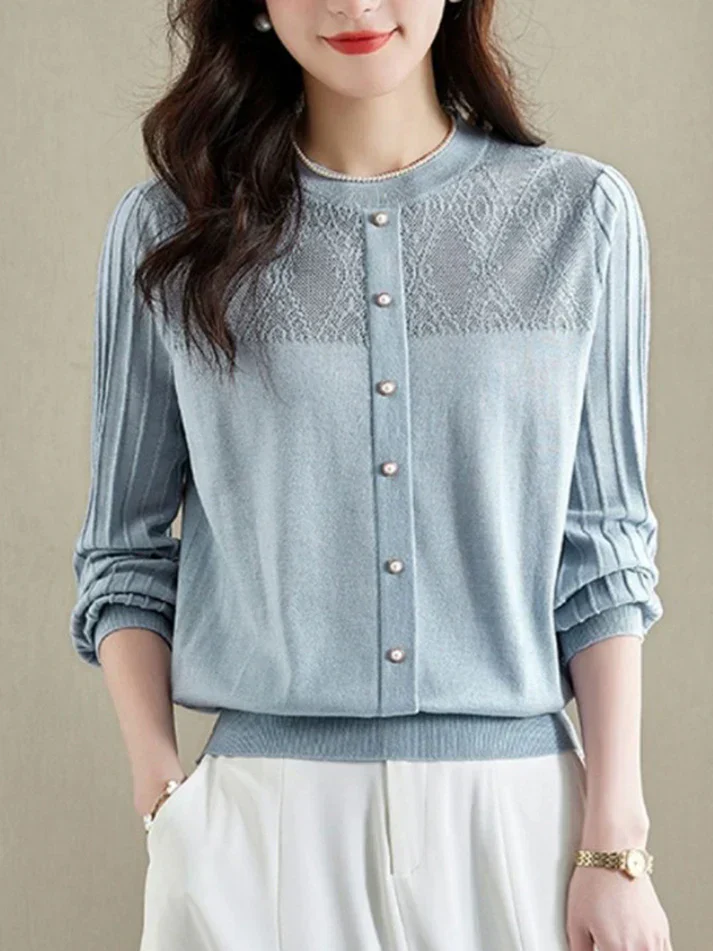 Bryiah® | Long Sleeve Round Neck Blouse - Image 5