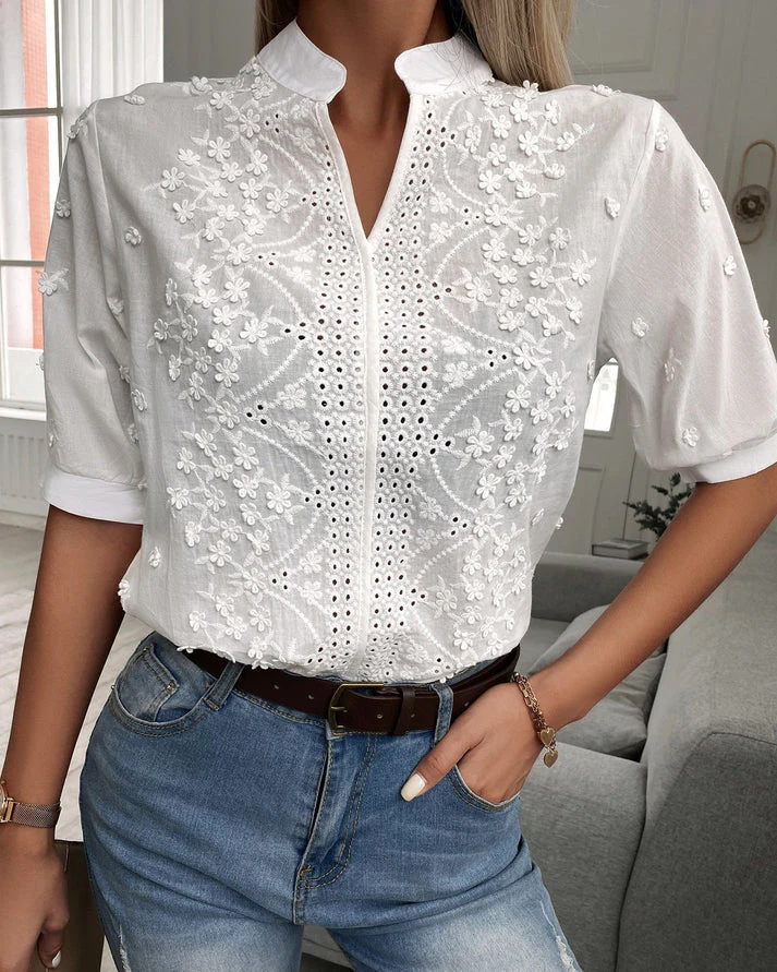 Bryner® | Embroidered Floral Lace Top - Image 3