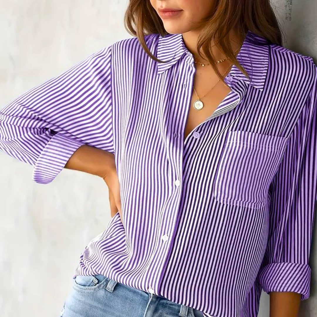 Brynna® | Long Sleeve Casual Striped Blouse - Image 5