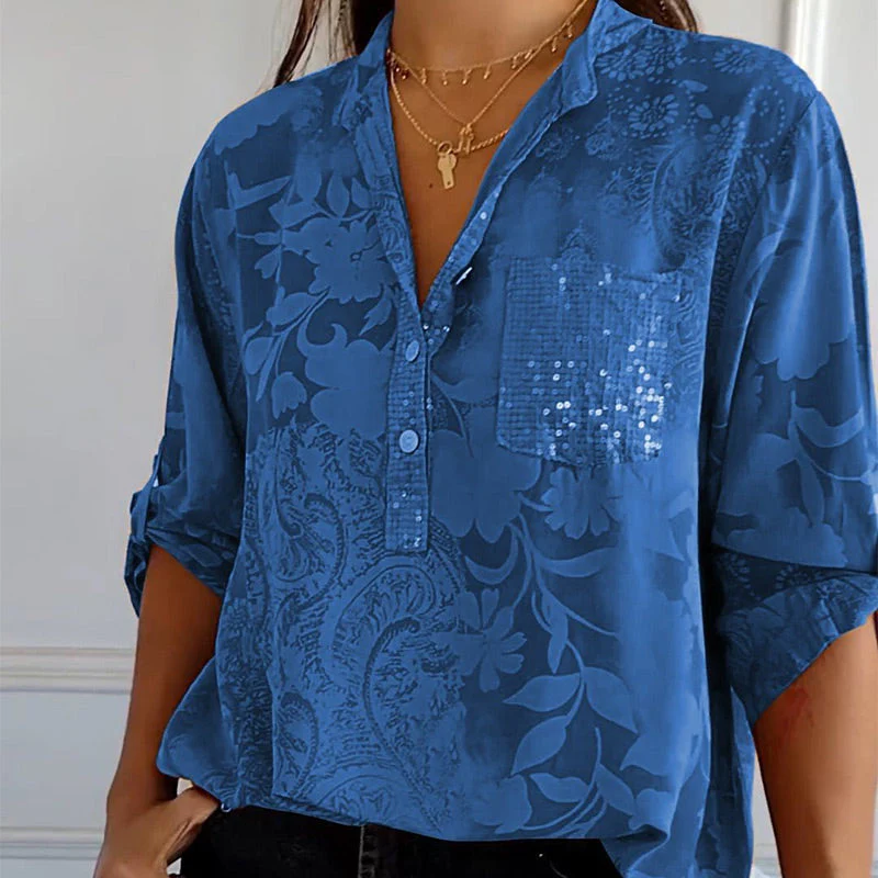 Bubis® | Elegant Printed Blouse With Front Pocket - Image 4