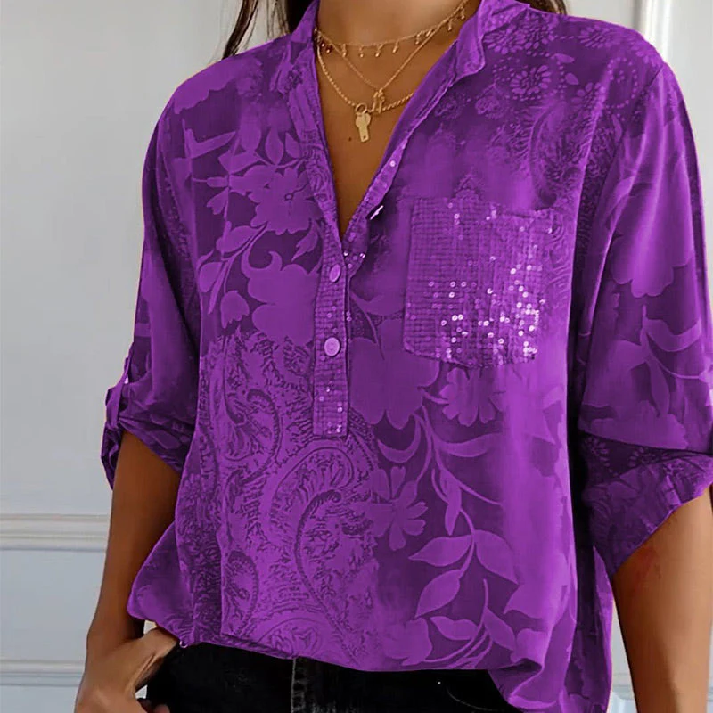 Bubis® | Elegant Printed Blouse With Front Pocket - Image 5