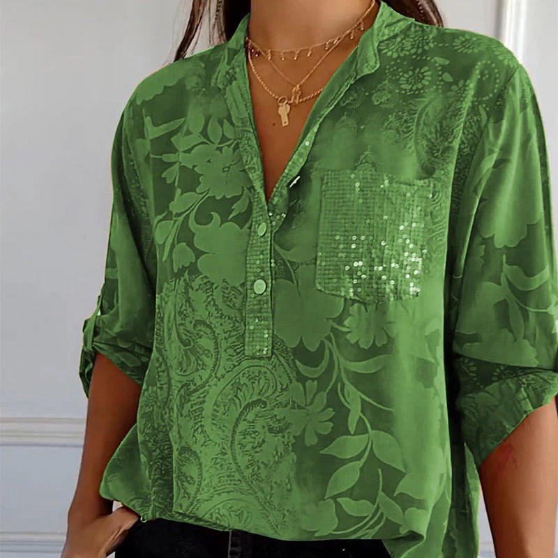 Bubis® | Elegant Printed Blouse With Front Pocket - Image 7