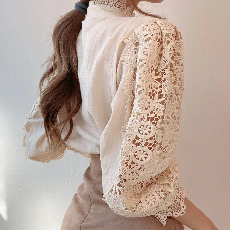 Bubla® | Hollow Floral High Neck Blouse - Image 5