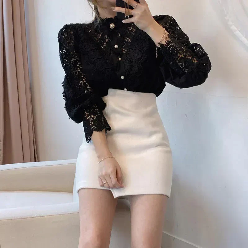 Bubla® | Hollow Floral High Neck Blouse - Image 7