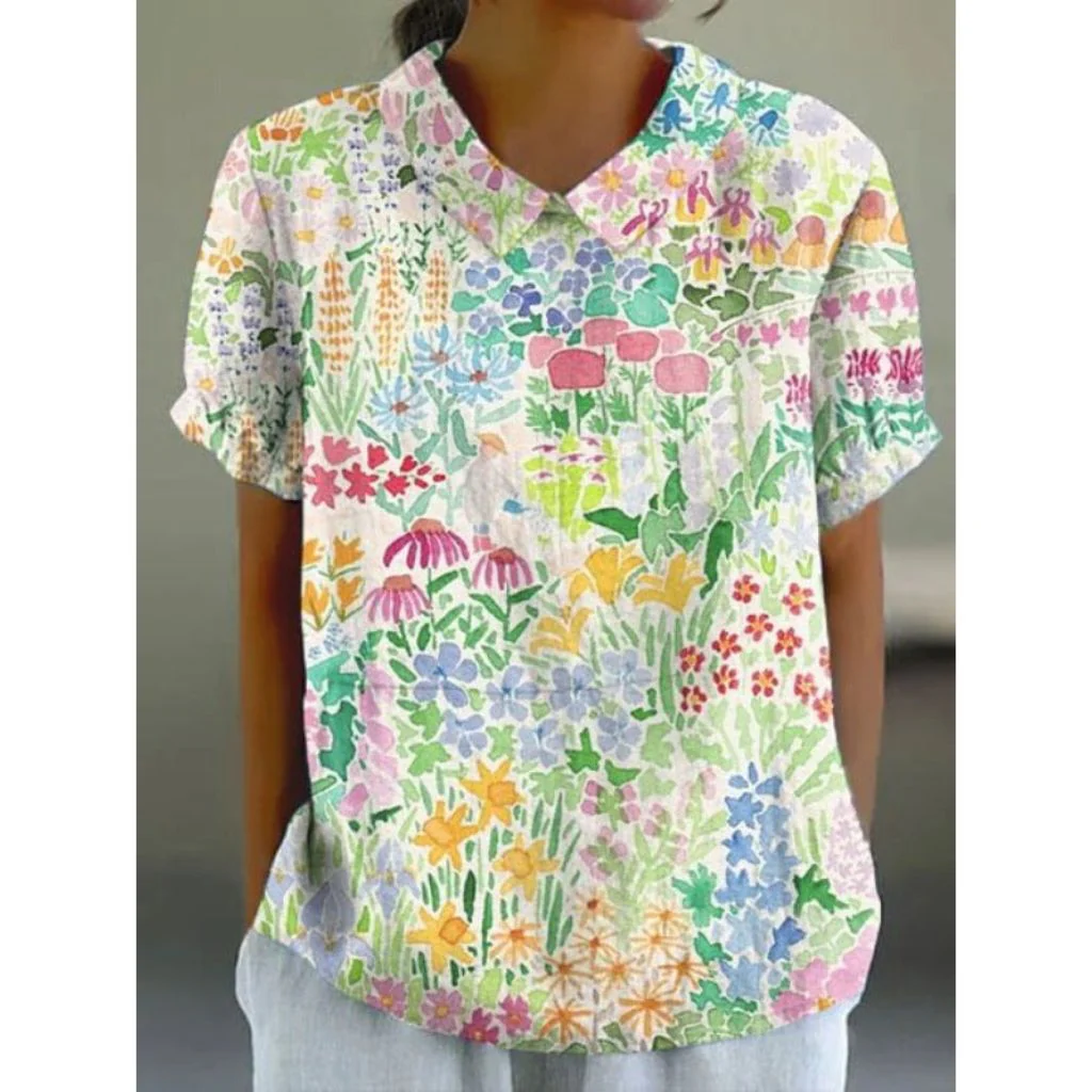 Bubna® | Cotton Linen Blouse With A Pastoral Floral Pattern - Image 6