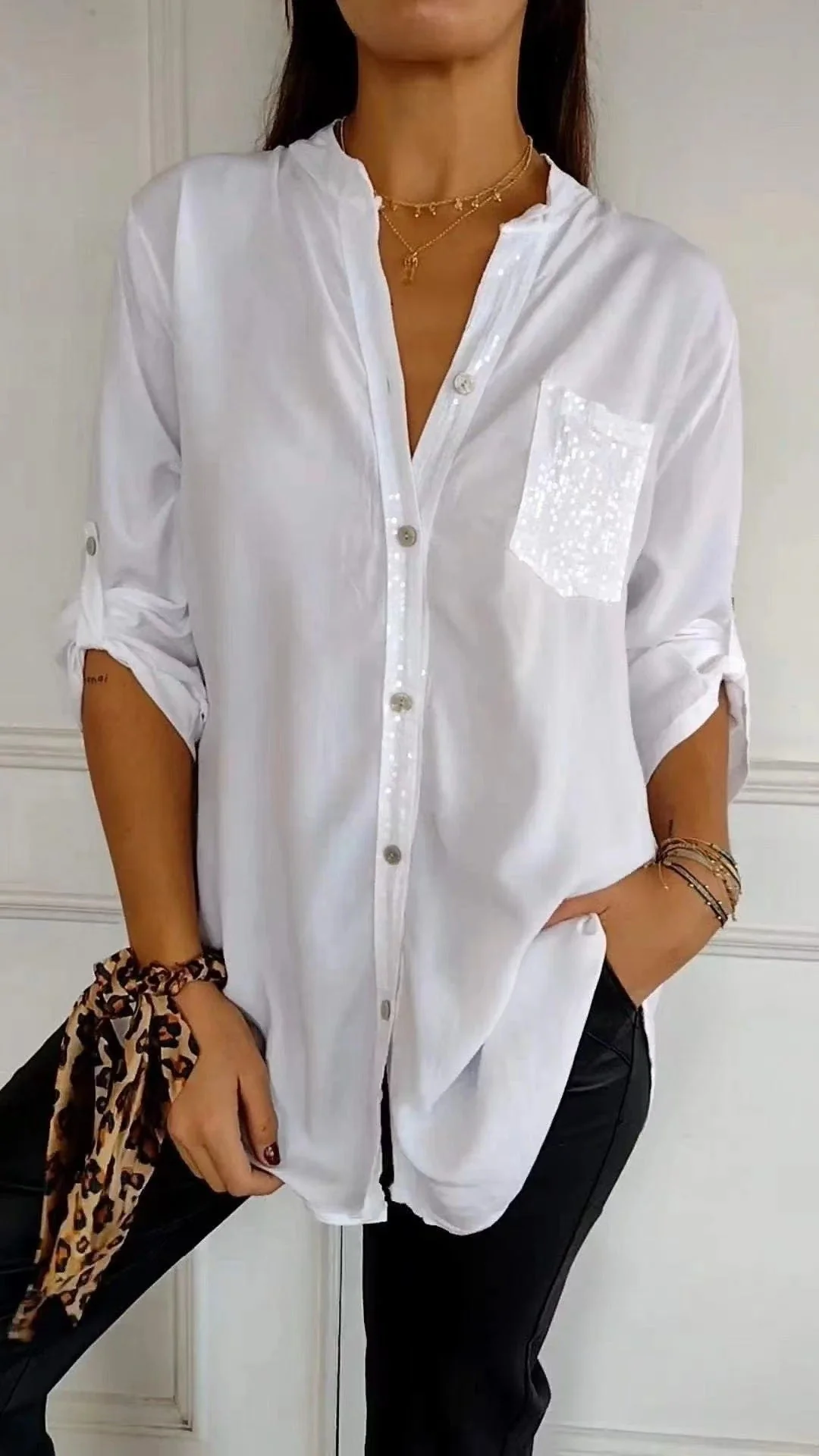 Bubnash® | Glitter Blouse With Sequin Pocket - Image 3