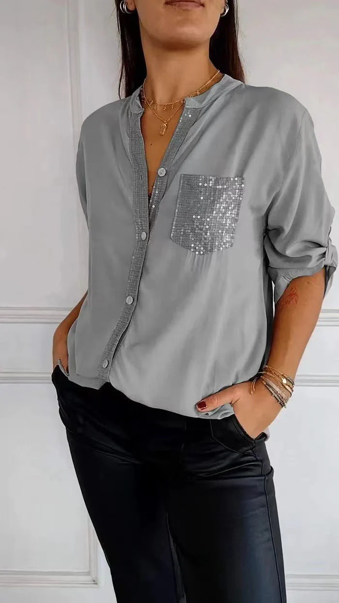 Bubnash® | Glitter Blouse With Sequin Pocket - Image 7