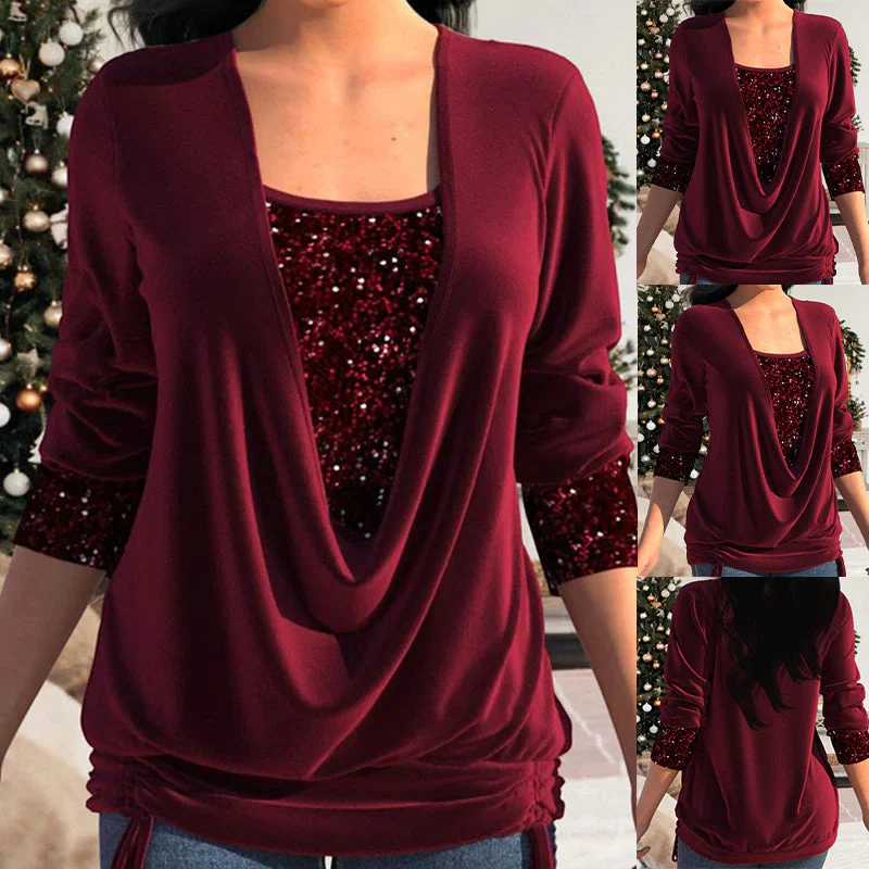 Buce® | Women'S Blouse Long Sleeves And Sequins, Elegant And Comfortable Fit - Image 2