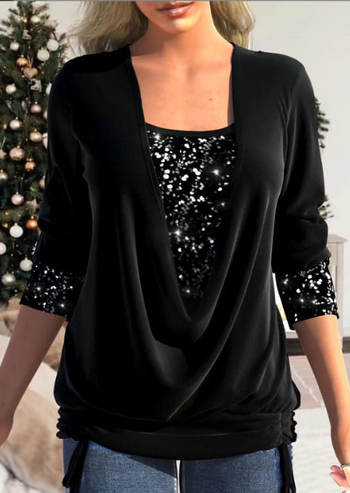 Buce® | Women'S Blouse Long Sleeves And Sequins, Elegant And Comfortable Fit - Image 6