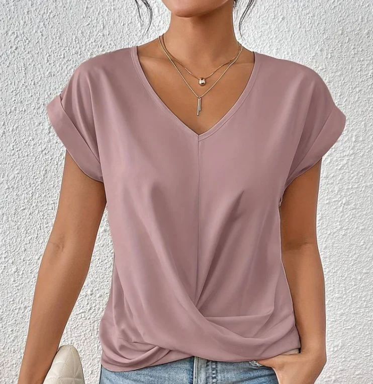Buchek® | Women'S V-Neck Blouse With Short Sleeves - Image 5
