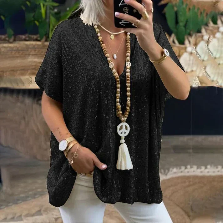 Buchet® | V-Neck Sequin Blouse - Image 2