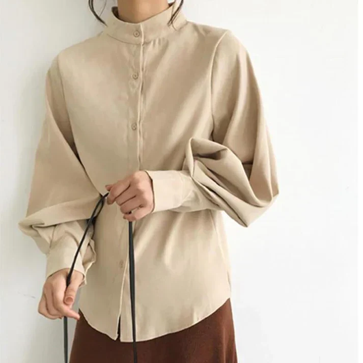 Buchey® | Classic Turtleneck Blouse With Balloon Sleeves - Image 4