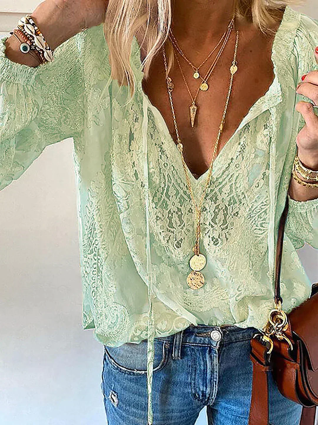 Bucich® | V-Neck Lace Chiffon Blouse - Image 4