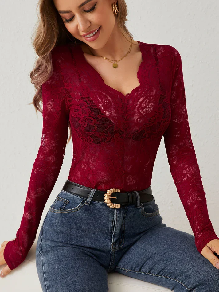 Buckey® | Long Sleeve Top With V-Neck And Lace - Image 2