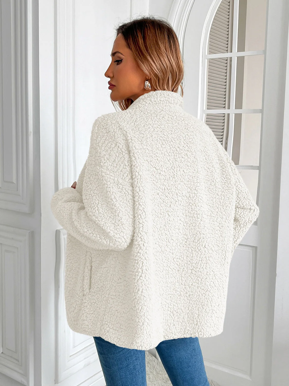 Camila | Ivy Lane fluffy jacket with long sleeves and zip - Image 9
