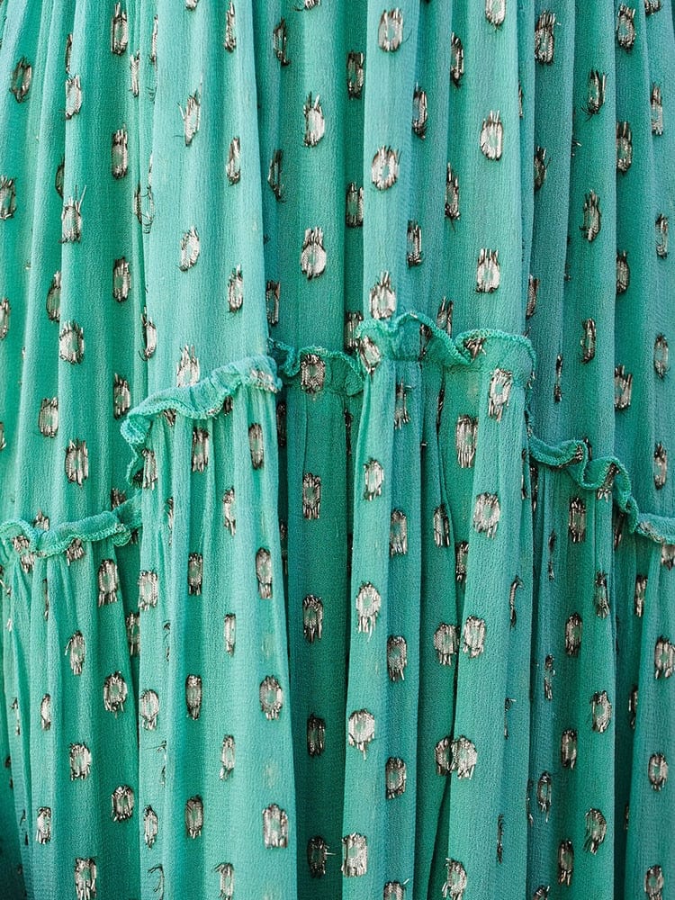 Camille® | Green V-Neck Maxi Beach Dress - Image 5