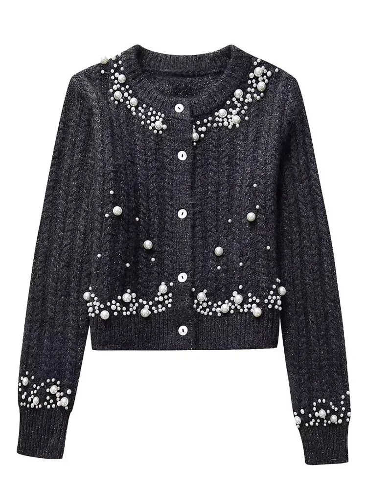 Camille | Short jacket with faux pearl embellishments - Image 2