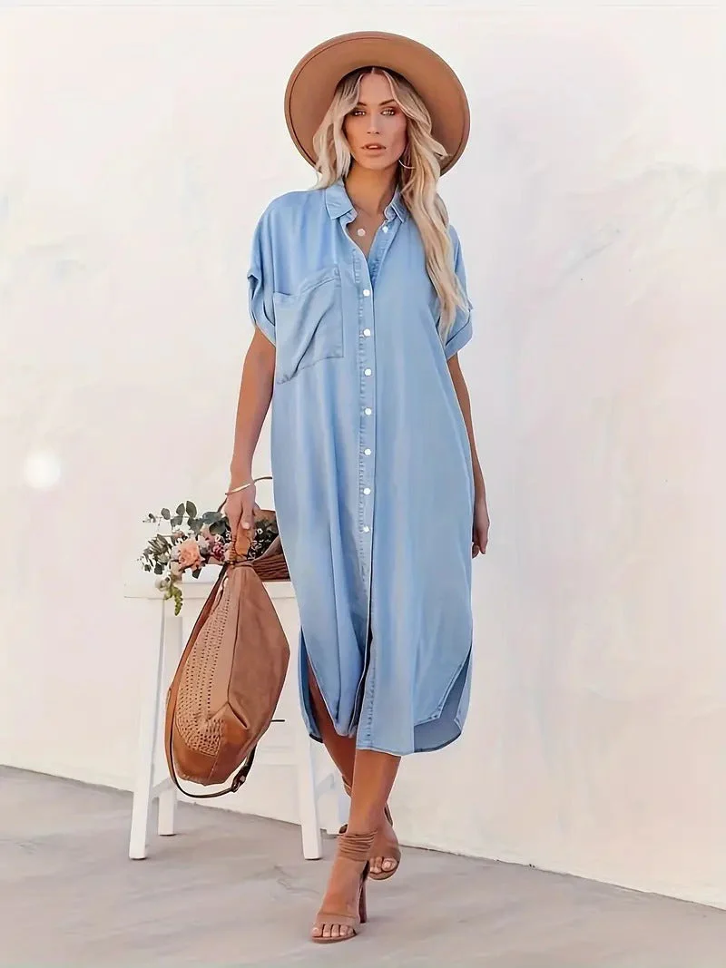 Carina® | Denim Dress Batwing Sleeves - Image 2
