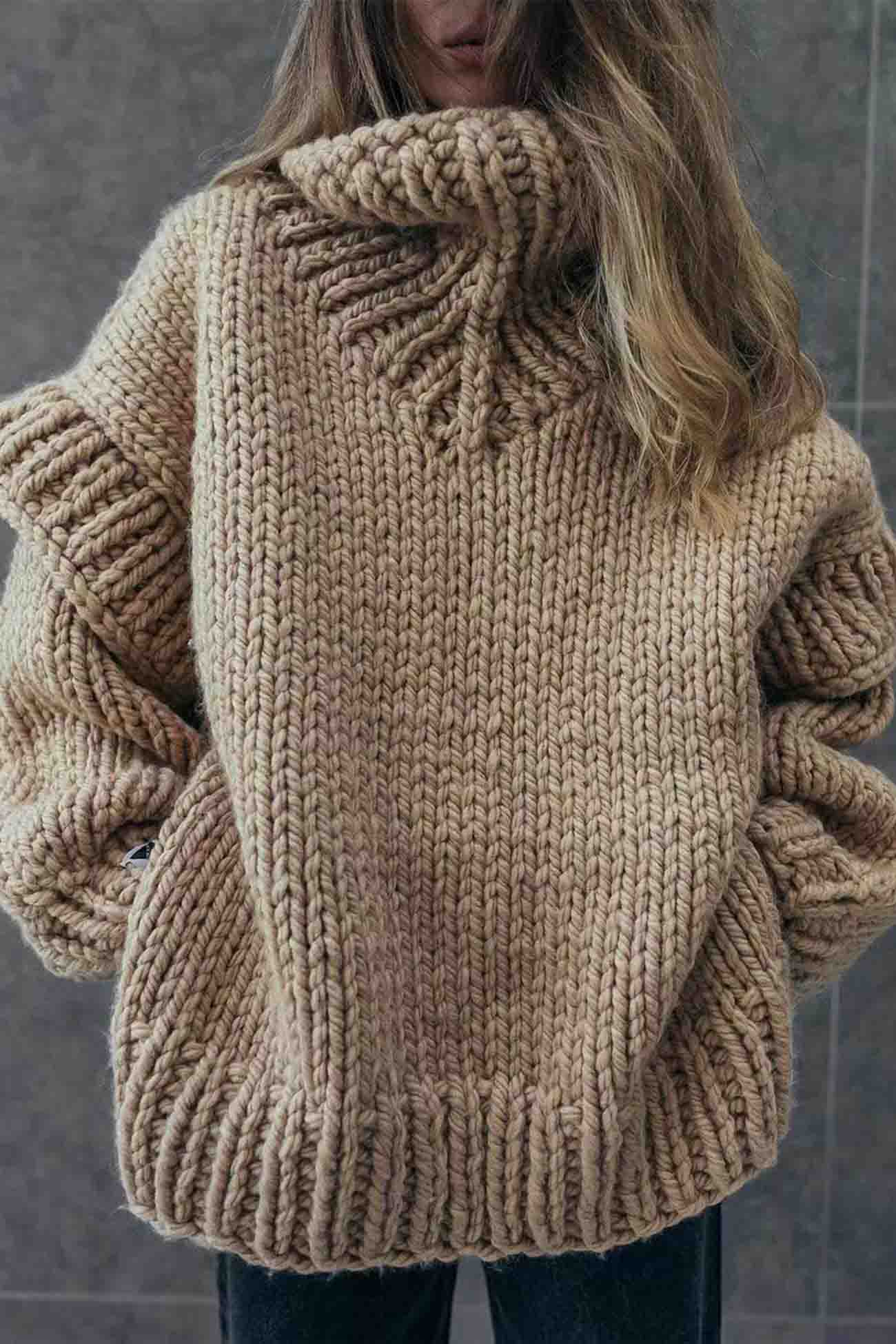 Carina | Solid color sweater with long sleeves and a cowl neckline - Image 12
